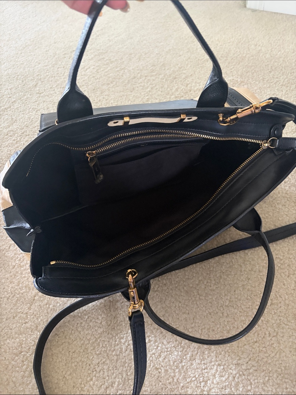 CHLOE - Black and Cream Leather Satchel Bag - Picture 11 of 11
